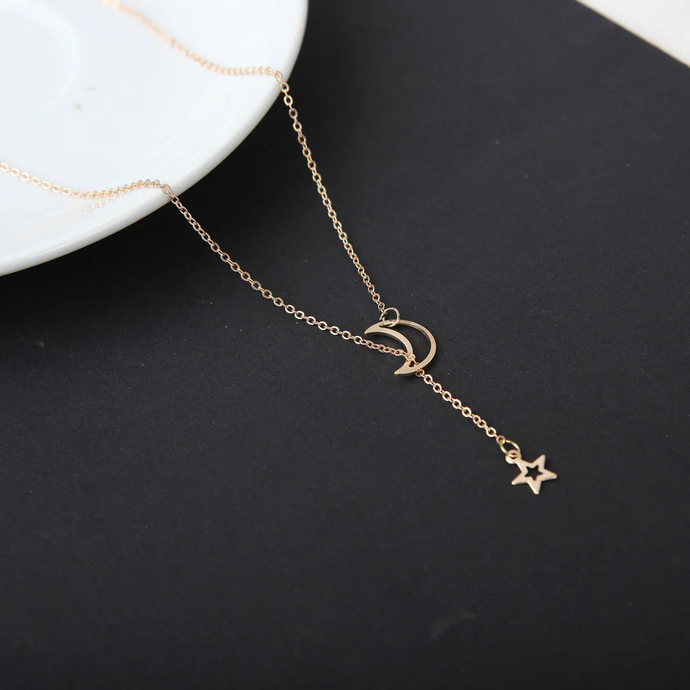 Lirja Gold Plated Moon Dropping Star Pendant