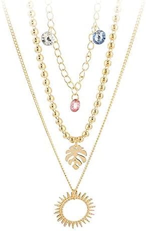 Lirja Jewels Gold Plated Multilayer Sun Choker Multicolor Stone Décor Necklace