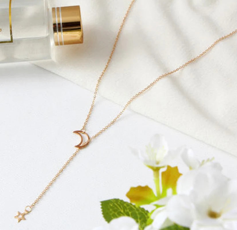Lirja Gold Plated Moon Dropping Star Pendant