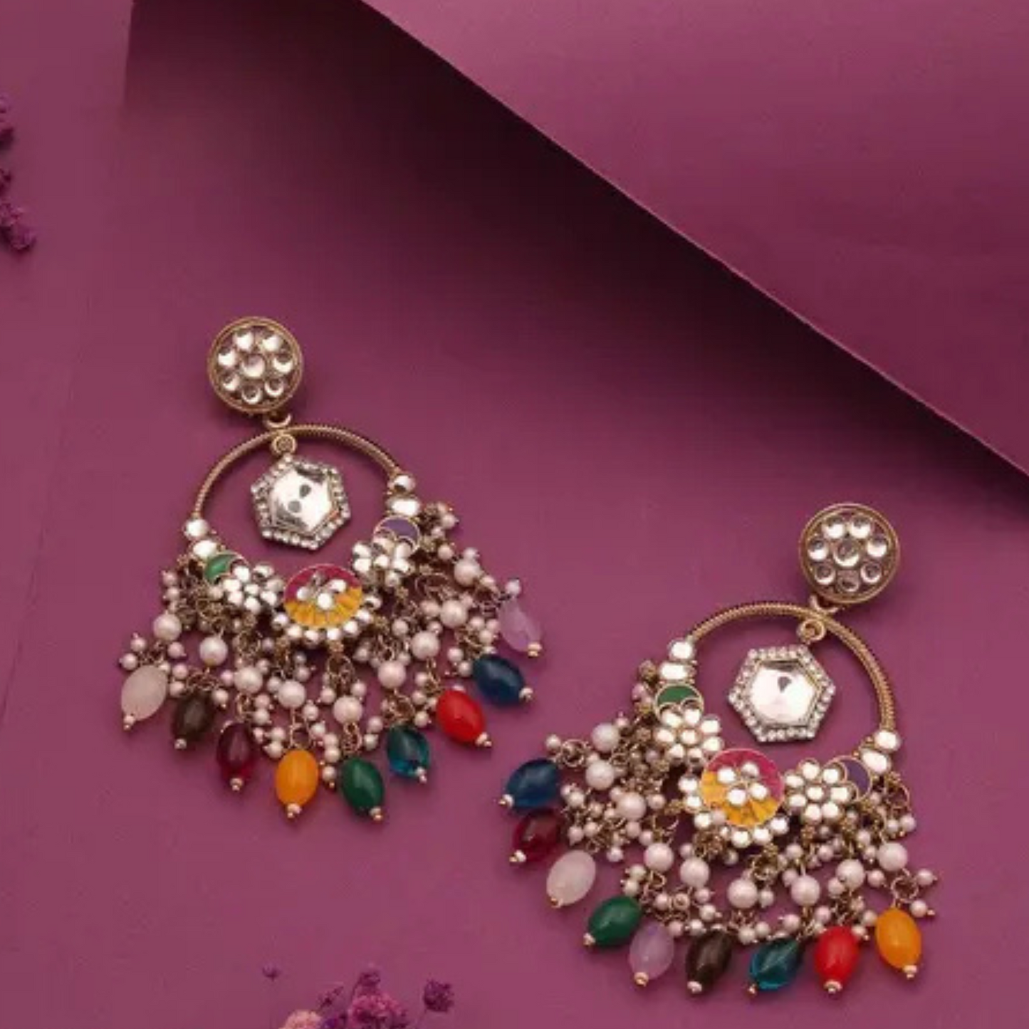 Lirja Jewellery Women Gold Palted Multicolor Jhumka earring