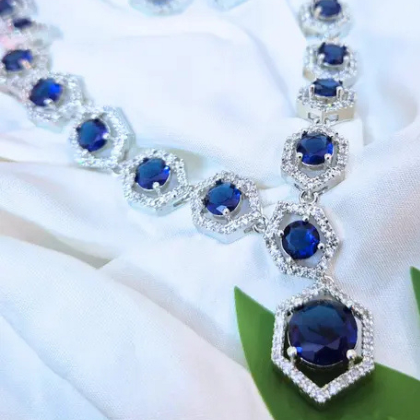 Lirja American diamond and cubic zirconia necklace with earrings