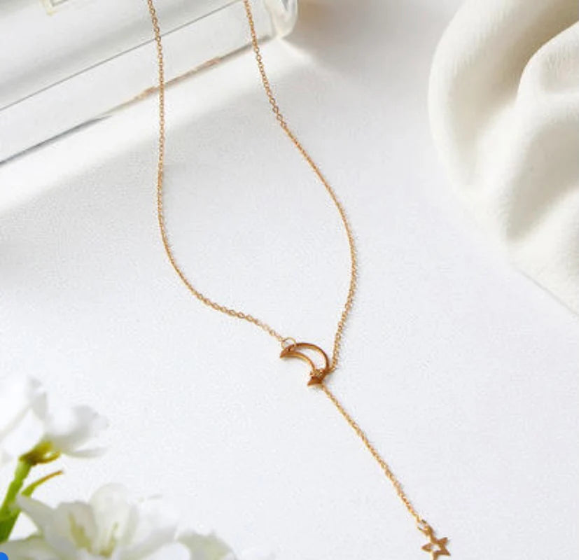 Lirja Gold Plated Moon Dropping Star Pendant
