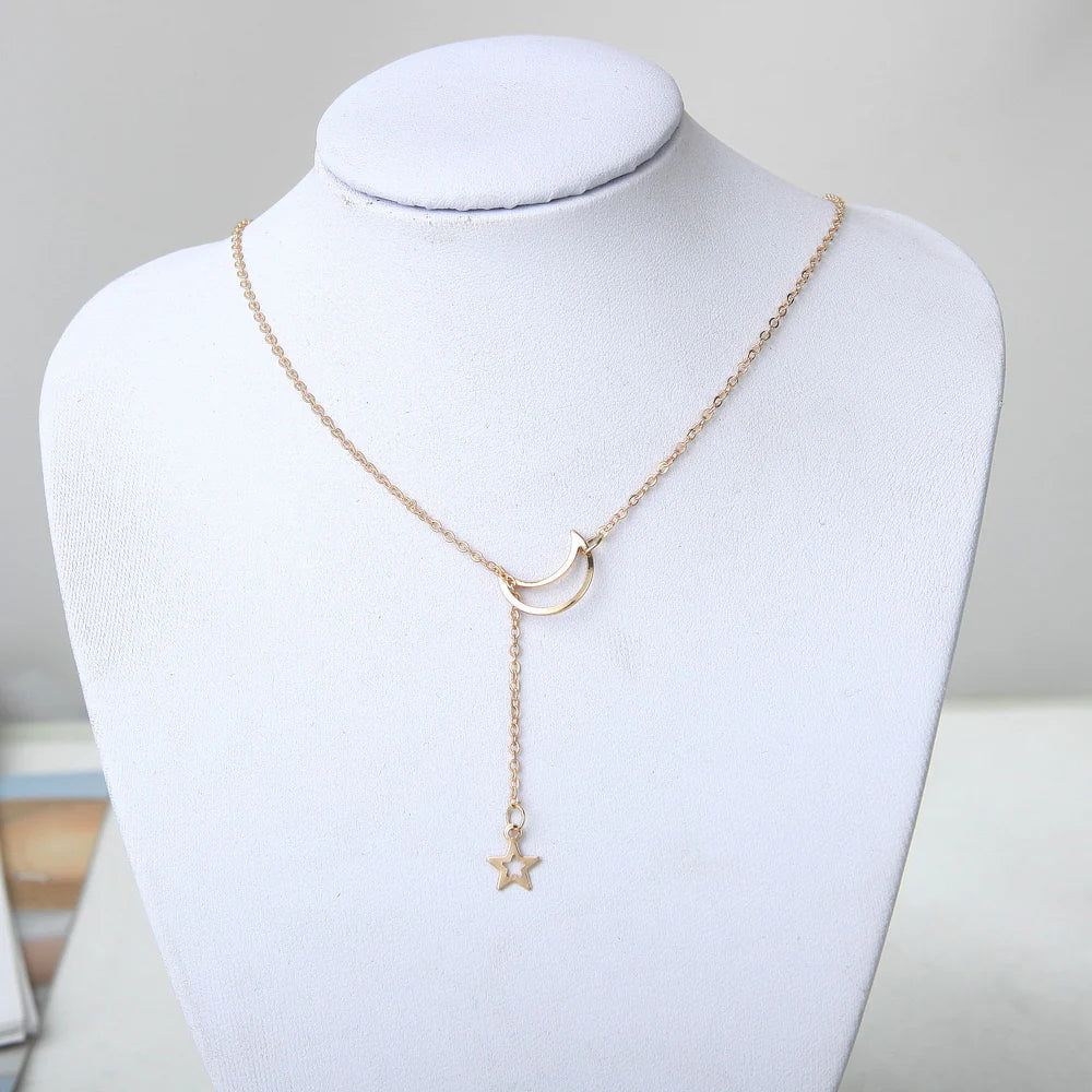 Lirja Gold Plated Moon Dropping Star Pendant
