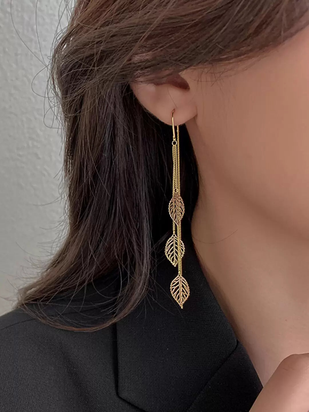 Lirja Korean Earrings Leaf Design for Women