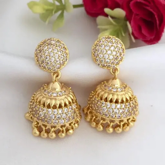 Lirja Premium Quality Microplated Ad Stone Jhumka