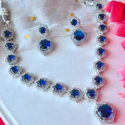 Lirja American diamond and cubic zirconia necklace with earrings