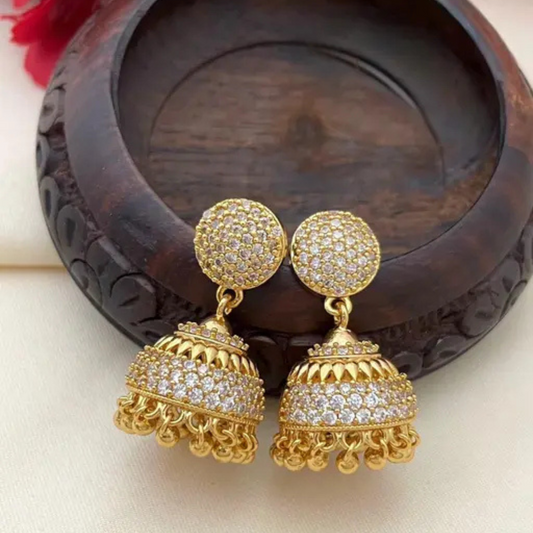 Lirja Premium Quality Microplated Ad Stone Jhumka