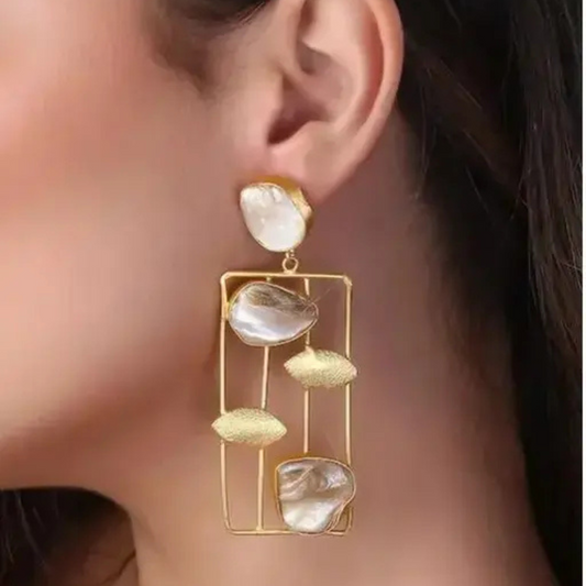 Lirja Western Earrings  Fashion Stylish Mother of Pal Stone