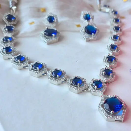 Lirja American diamond and cubic zirconia necklace with earrings
