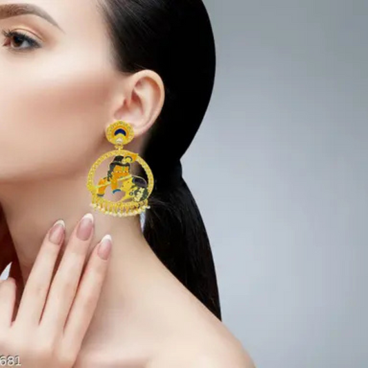 Meenakari Jhumka Yellow Multicolor Earrings Jhumkas