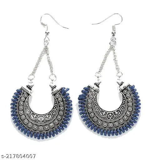 Yellow Chimes Modern Fusion Oxidized silver Alloy Chandbali Earring