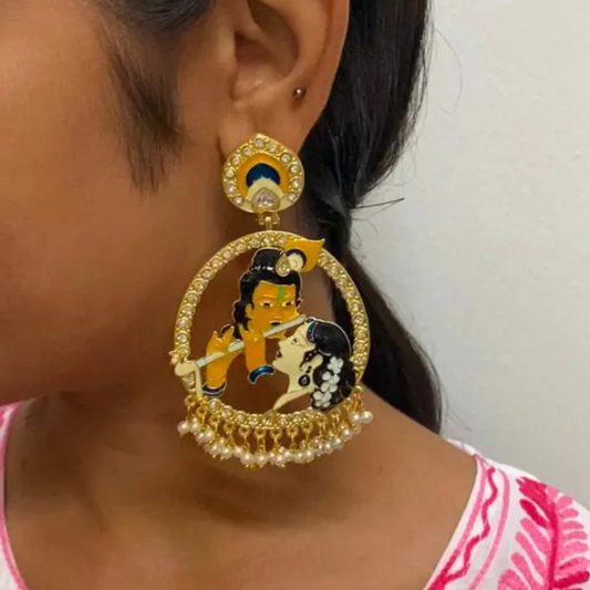 Meenakari Jhumka Yellow Multicolor Earrings Jhumkas