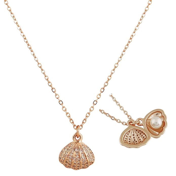 Sterling Silver Shell Pearl Pendant Gold Necklace Jewellery