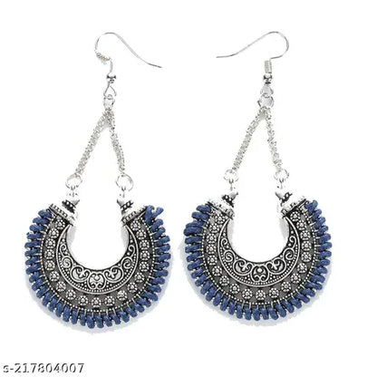 Yellow Chimes Modern Fusion Oxidized silver Alloy Chandbali Earring